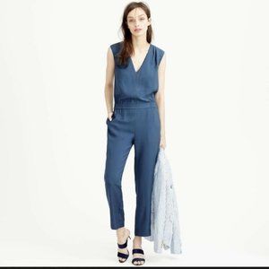 J Crew Sleeveless Drapey Oxford Crepe Jumpsuit 8